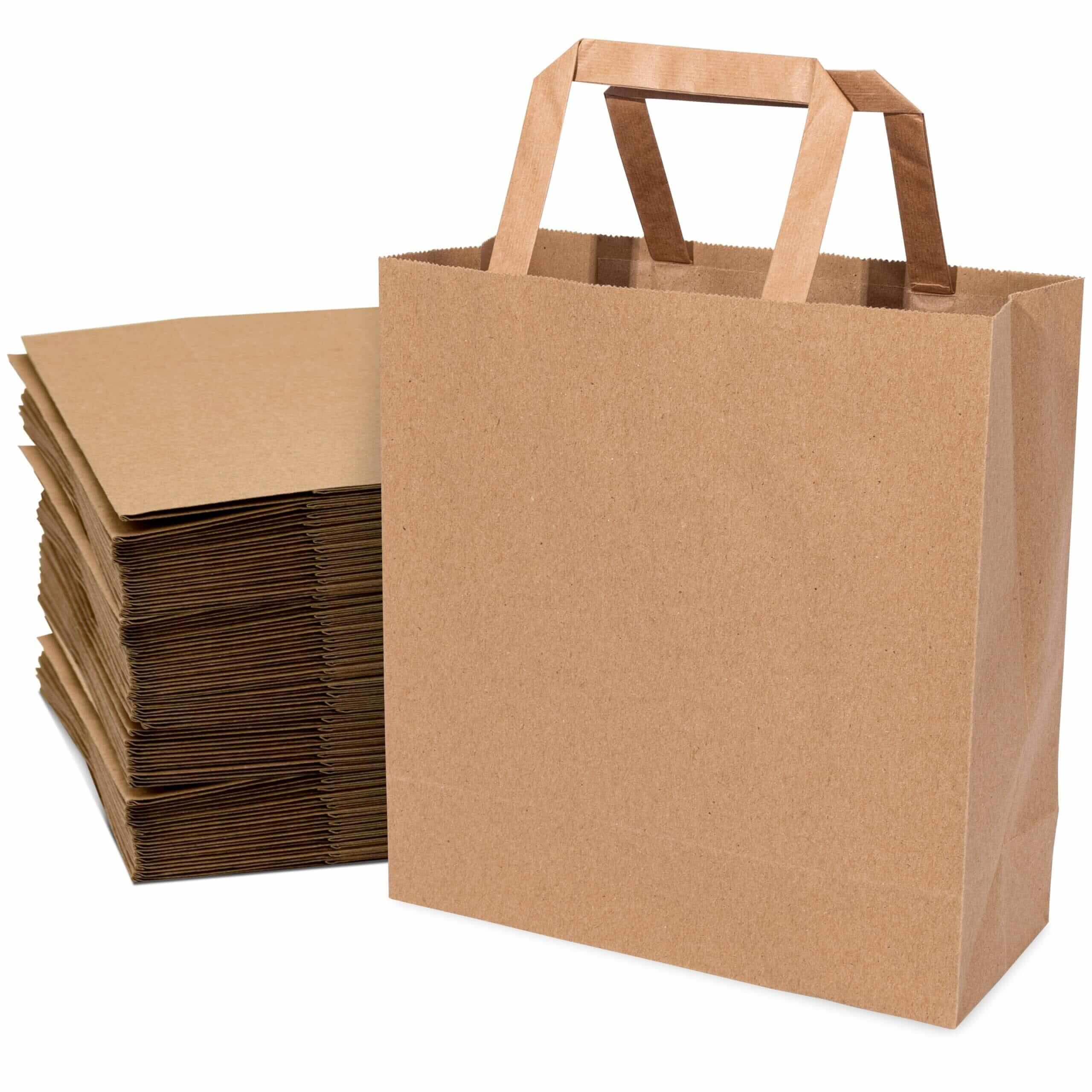 Small Flat Rectangular Bag 9x4x10 Small Flat Handle Paper Bags – Prime Line Retail