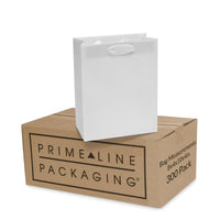 300 16x6x12 Large White Paper Bags with Ribbon Handles