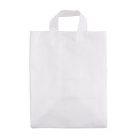 250 Pack 12x10x16 Frosted White Takeout Bags with Handles Bulk Carton