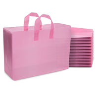 200 Pack 16x6x12 Large Frosted Pink Plastic Bags with Handles Bulk Carton