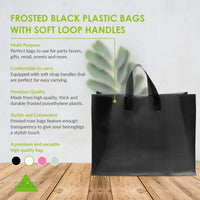 16x6x12 Large Frosted Black Plastic Bags with Handles Bulk Carton