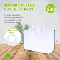 16x6x12 Large Frosted White Plastic Bags with Handles Bulk Carton