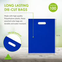 Prime Line Packaging 9" Asstd Color Plastic Die Cut Bag 1.25MM