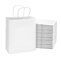 10x6.75x12 White Paper Takeout Bags with Handles