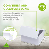 15 Pack 6x6x3 White Magnetic Boxes Bulk Carton