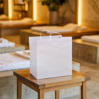 200 Pack 14x10x14.75 Solid White Plastic Bags with Clip Loop Handles Bulk Carton