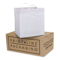200 Pack 14x10x14.75 Solid White Plastic Bags with Clip Loop Handles Bulk Carton
