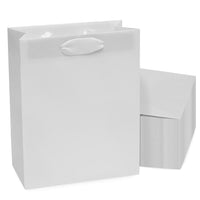 300 16x6x12 Large White Paper Bags with Ribbon Handles