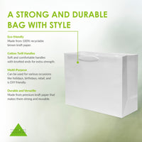 150 16x6x12 Large White Paper Bags with Ribbon Handles