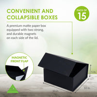 15 Pack 10x10x5 Black Magnetic Boxes Bulk Carton