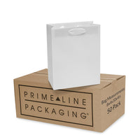 300 16x6x12 Large White Paper Bags with Ribbon Handles