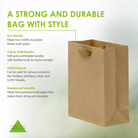 8x4x10 Small Brown Paper Bags with Ribbon Handles