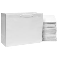 150 16x6x12 Large White Paper Bags with Ribbon Handles