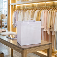 200 Pack 14x10x14.75 Solid White Plastic Bags with Clip Loop Handles Bulk Carton