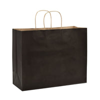 200 Pack 16x6x12 Large Black Paper Bags with Handles Bulk Carton