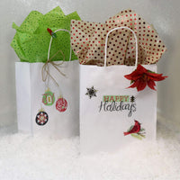 10x6.75x12 White Paper Takeout Bags with Handles