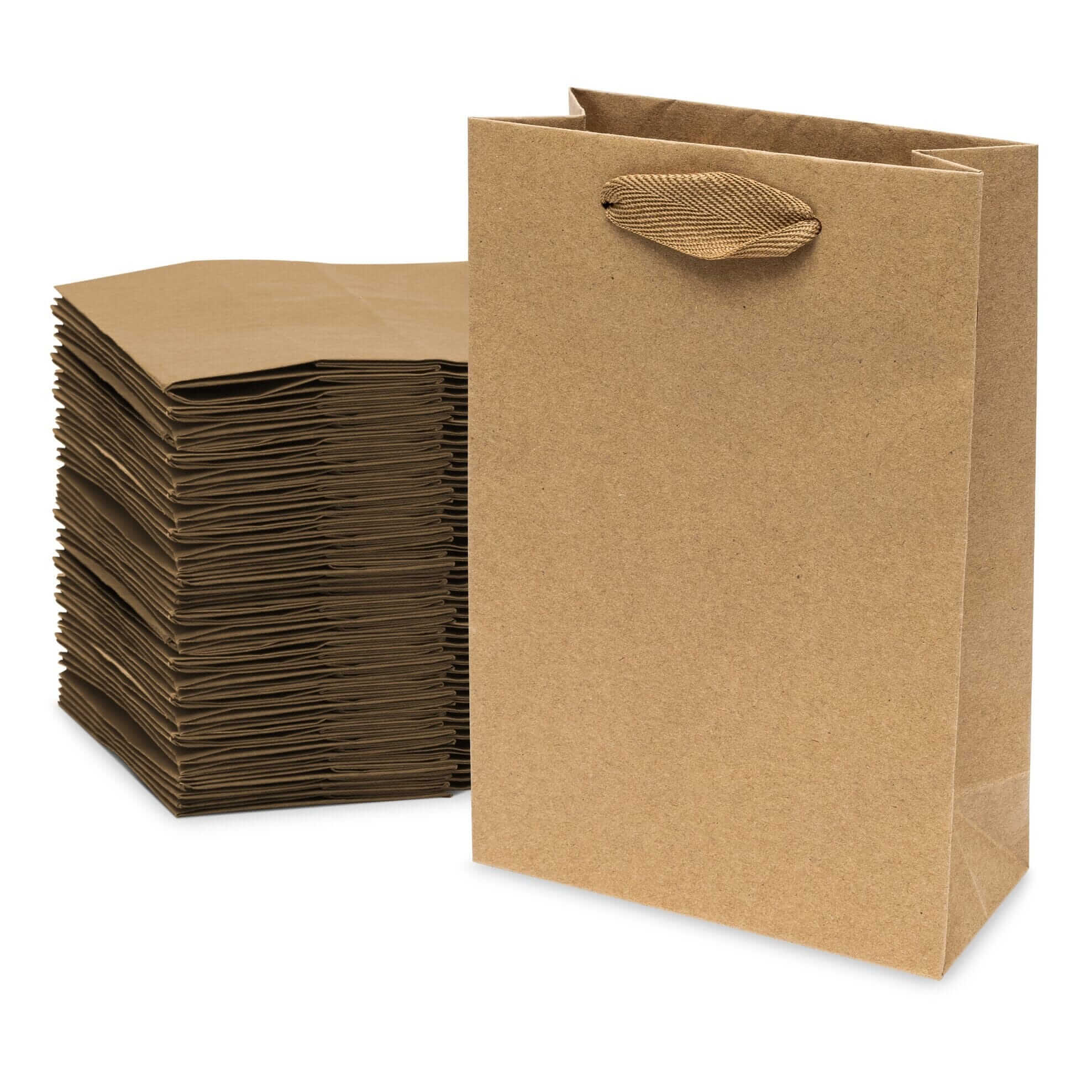 Small Papper 6x3x9 Extra Small Brown Paper Bags with Ribbon Handles – Prime Line Retail