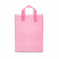 10x5x13 Medium Frosted Pink Plastic Bags with Handles