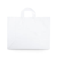 16x6x12 Large Frosted White Plastic Bags with Handles Bulk Carton