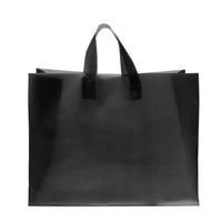 16x6x12 Large Frosted Black Plastic Bags with Handles Bulk Carton