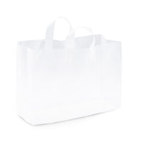 16x6x12 Large Frosted White Plastic Bags with Handles Bulk Carton