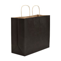 200 Pack 16x6x12 Large Black Paper Bags with Handles Bulk Carton