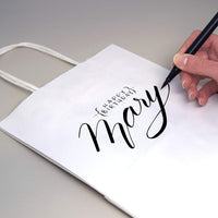 10x6.75x12 White Paper Takeout Bags with Handles