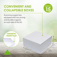 15 Pack 10x10x5 White Magnetic Boxes Bulk Carton