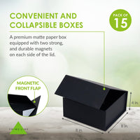 15 Pack 8x8x4 Black Magnetic Boxes Bulk Carton