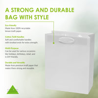 300 16x6x12 Large White Paper Bags with Ribbon Handles