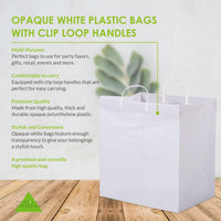 14x10x14.75 Solid White Plastic Bags with Clip Loop Handles