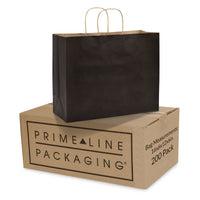 200 Pack 16x6x12 Large Black Paper Bags with Handles Bulk Carton