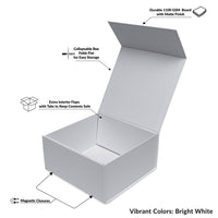 15 Pack 8x8x4 White Magnetic Boxes Bulk Carton