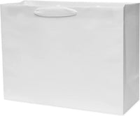 25 16x6x12 Large White Paper Bags with Ribbon Handles