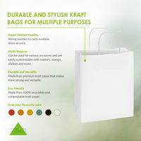 8x4x10 Small White Paper Bags with Handles Bulk Carton