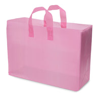 200 Pack 16x6x12 Large Frosted Pink Plastic Bags with Handles Bulk Carton