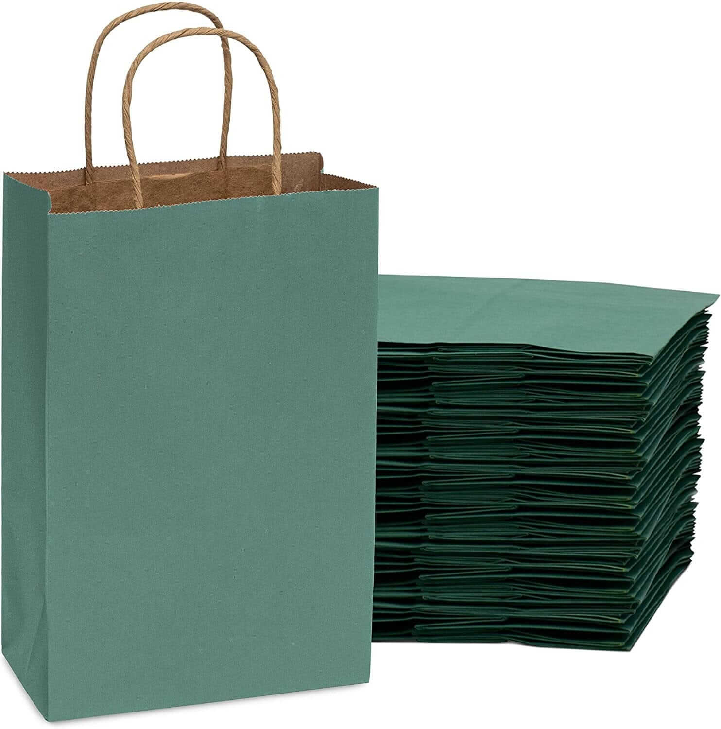 Small Papper 6x3x9 Extra Small Green Paper Bags with Handles – Prime Line Retail