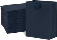 8x4x10 Small Navy Blue Paper Bags with Ribbon Handles