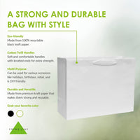 25 16x6x12 Large White Paper Bags with Ribbon Handles