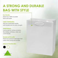 300 16x6x12 Large White Paper Bags with Ribbon Handles