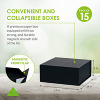 15 Pack 14x14x6 Black Magnetic Boxes Bulk Carton