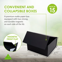 15 Pack 12x12x6 Black Magnetic Boxes Bulk Carton