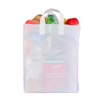 250 Pack 12x10x16 Frosted White Takeout Bags with Handles Bulk Carton