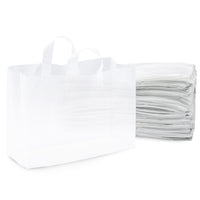16x6x12 Large Frosted White Plastic Bags with Handles Bulk Carton