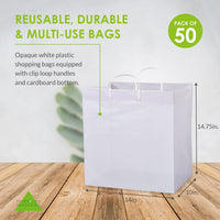 14x10x14.75 Solid White Plastic Bags with Clip Loop Handles