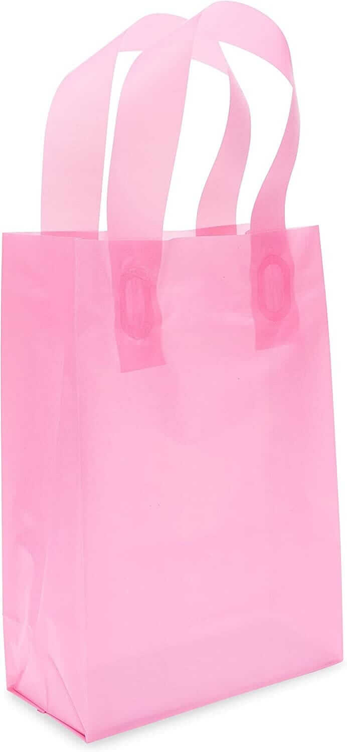 6x3x9 Extra Small Frosted Pink Plastic Bags with Handles – Prime Line ...