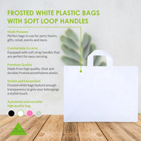 16x6x12 Large Frosted White Plastic Bags with Handles Bulk Carton