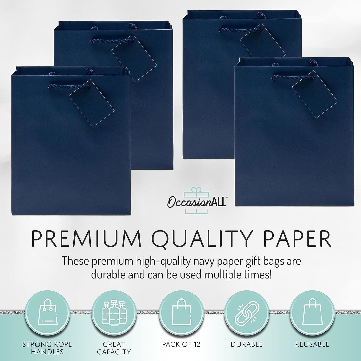 thumbnail image 2 of OccasionALL 12-Pack Extra Small White Gift Bags With Handles & Tags – 4x2.75x4.5 Inches, Perfect For Jewelry & Party Favors 2 of 11