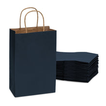50ct Prime Line Packaging- Blue Gift Bags Navy Kraft Paper Shopping Bags with Handles 6x3x9 inch 100 Pack Yellow