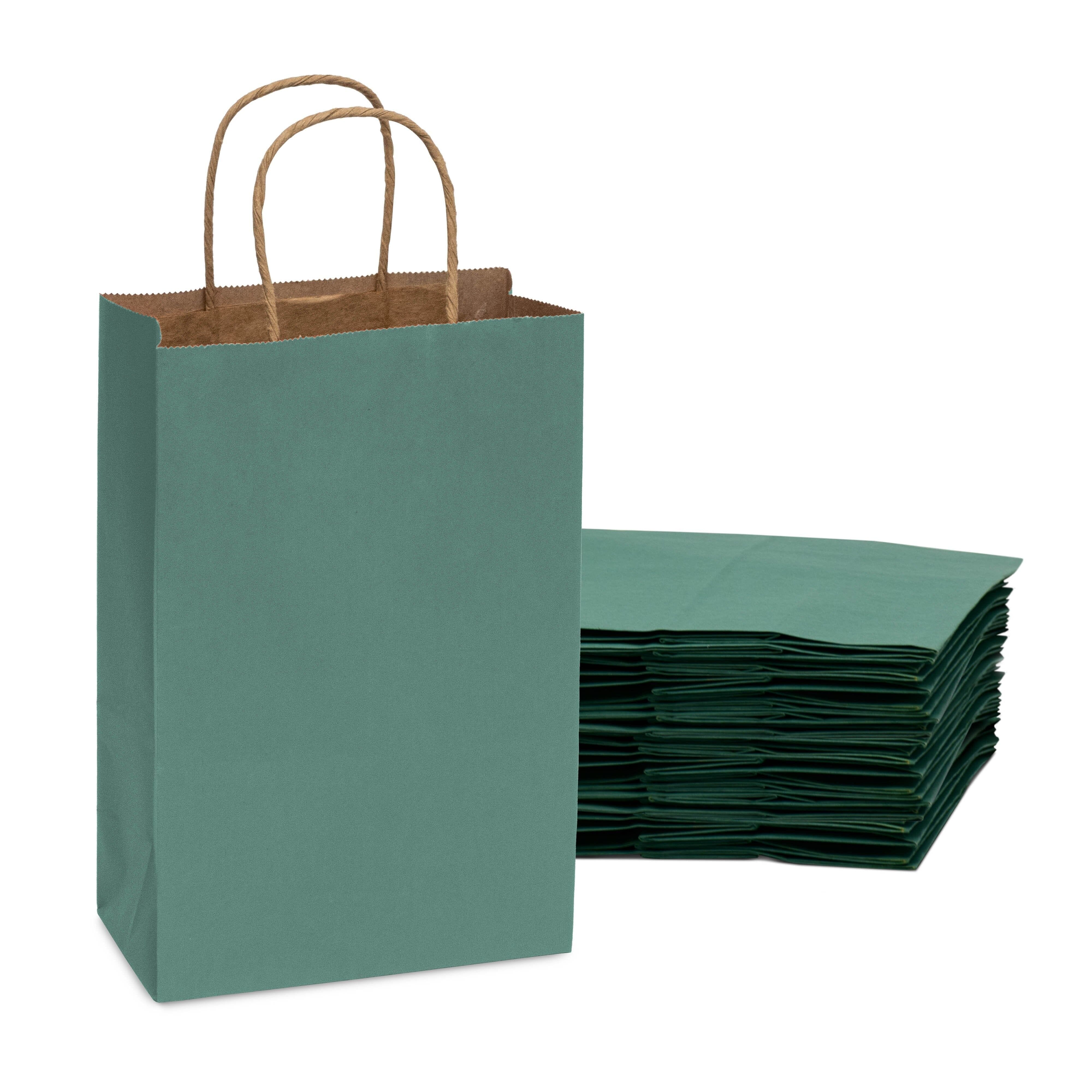 Green Paper Bags with Handles Prime Line Retail